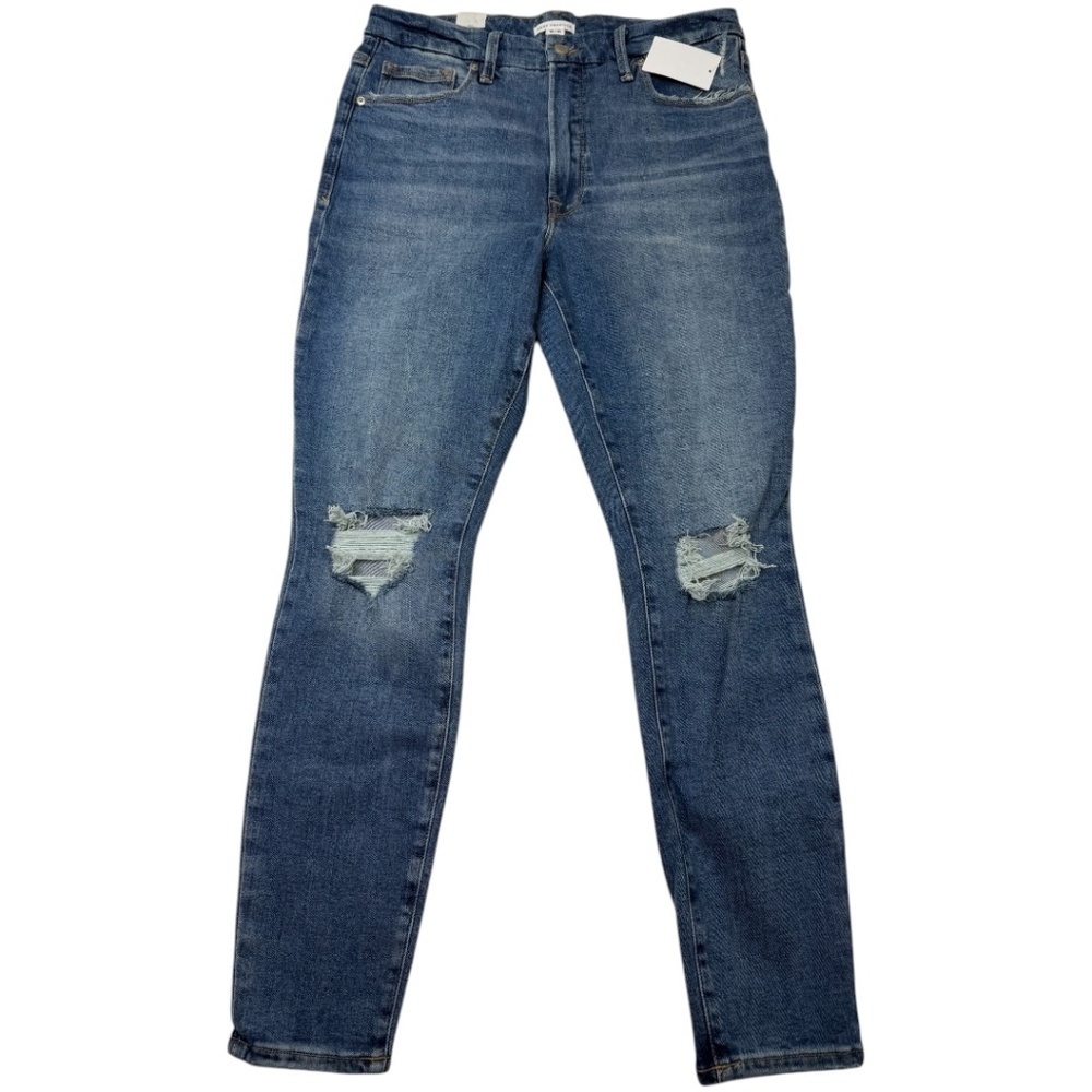 Good American Good Waist Distressed Skinny Jeans Indigo144 NWT